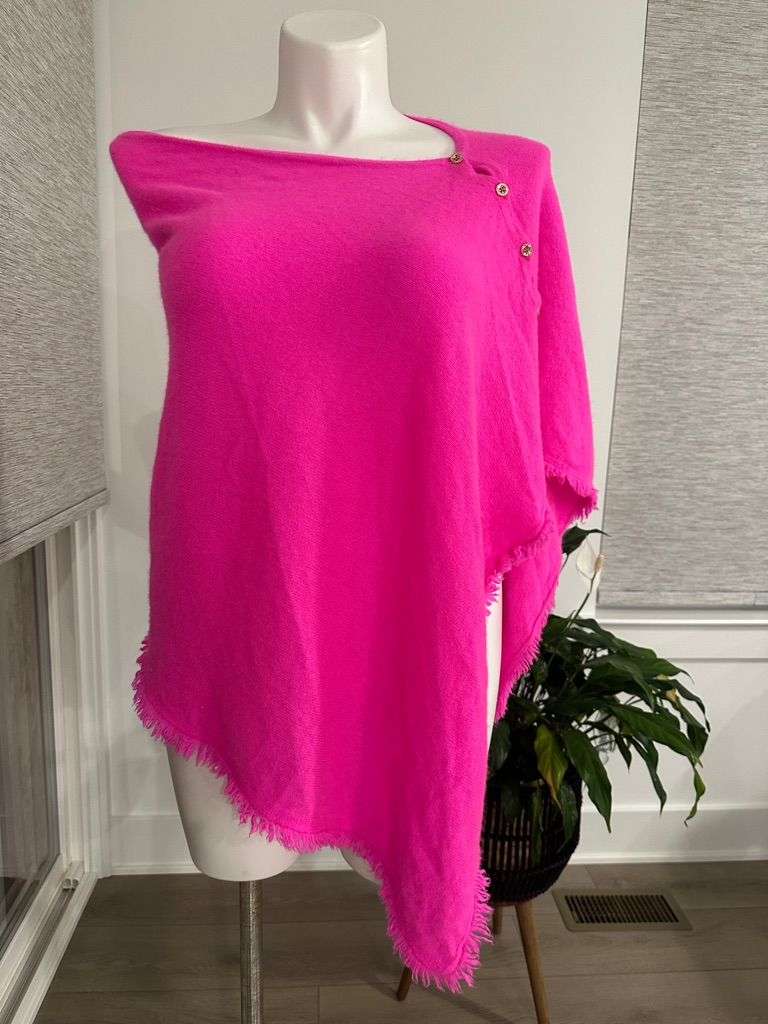 Lilly Pulitzer Harp Cashmere Ruffle Wrap Poncho In Berry Fizz Hot Pink Osfa